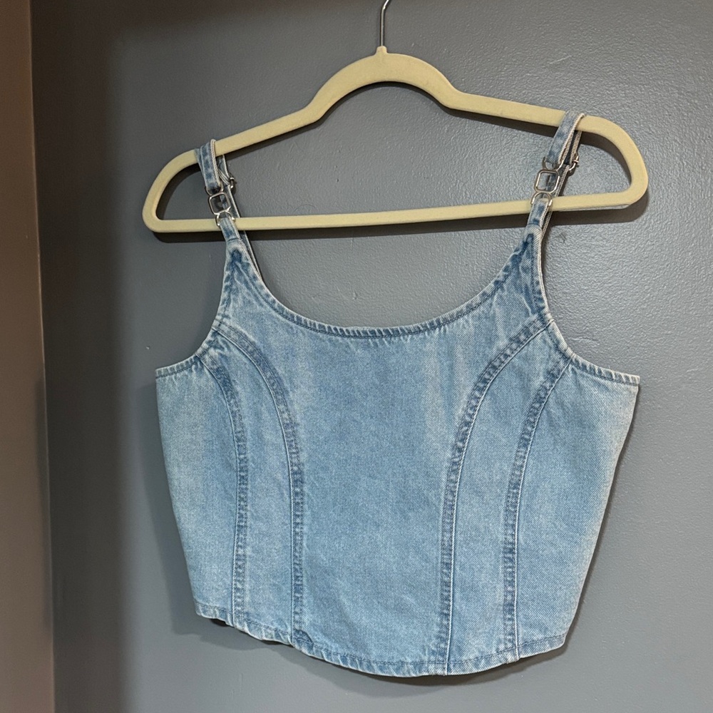 Light Blue Denim Crop Top